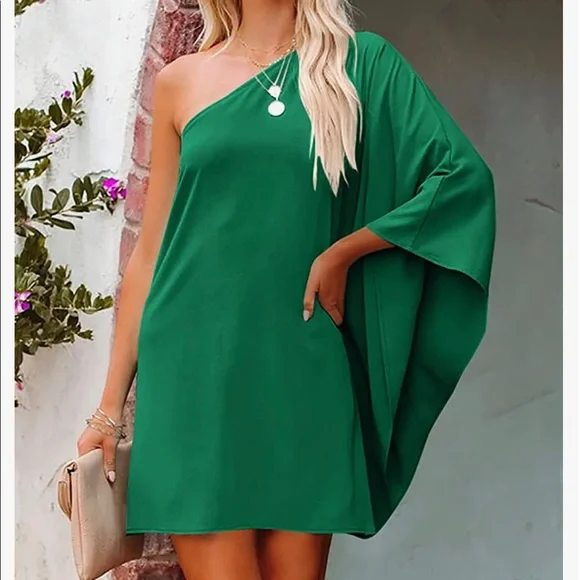 one sleeve club dress One Shoulder Lantern Sleeve Sequin Dress Club Dress